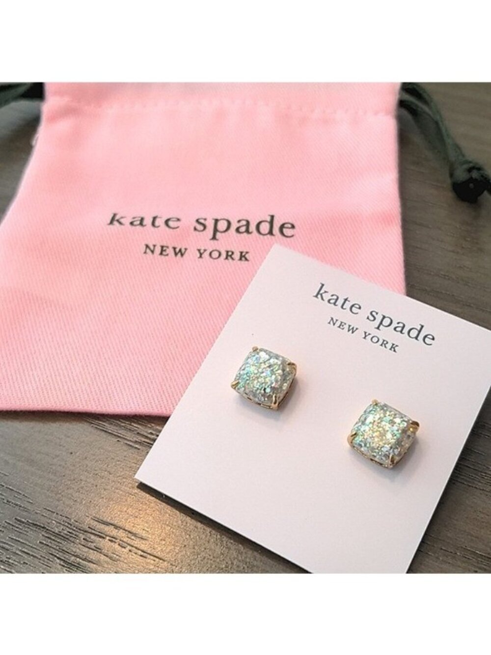 Kate Spade New York Mini Square Studs Earrings Opal - Picture 2 of 4